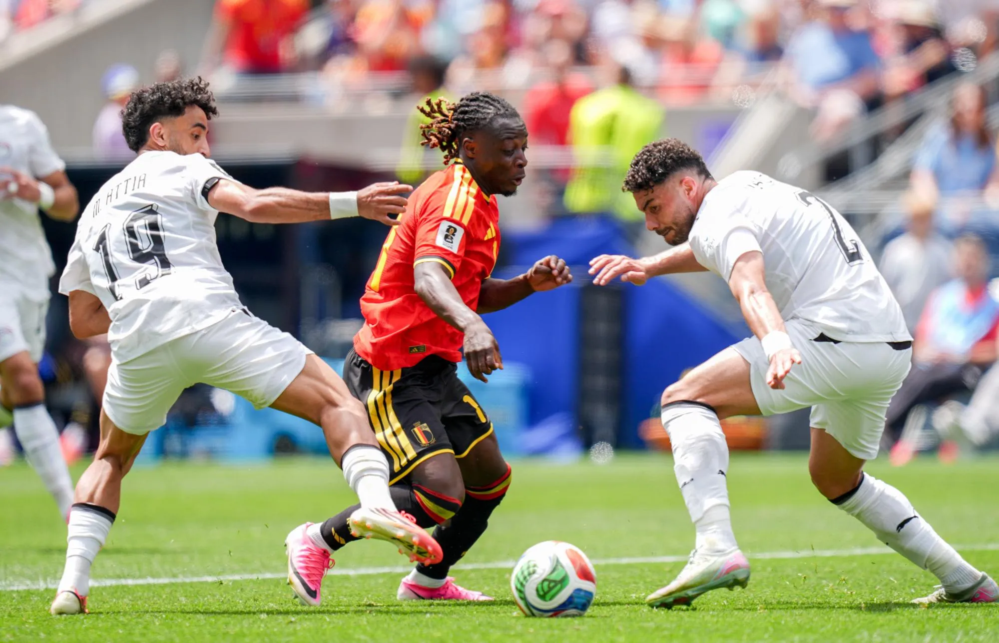 Jérémy Doku in action during Belgium’s opening 1-1 draw with Egypt at the World Cup
