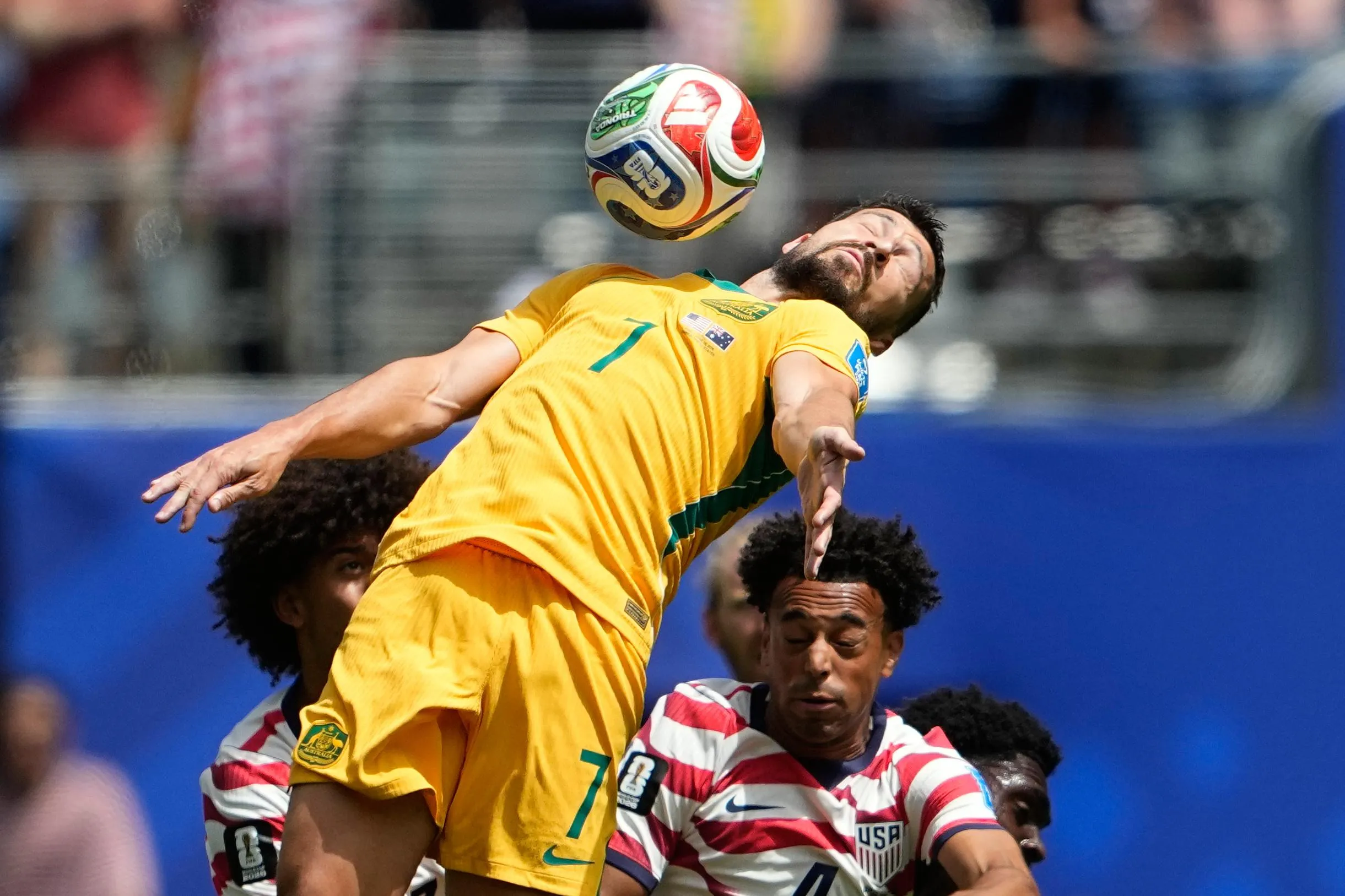 Australia’s Mathew Leckie controls the ball