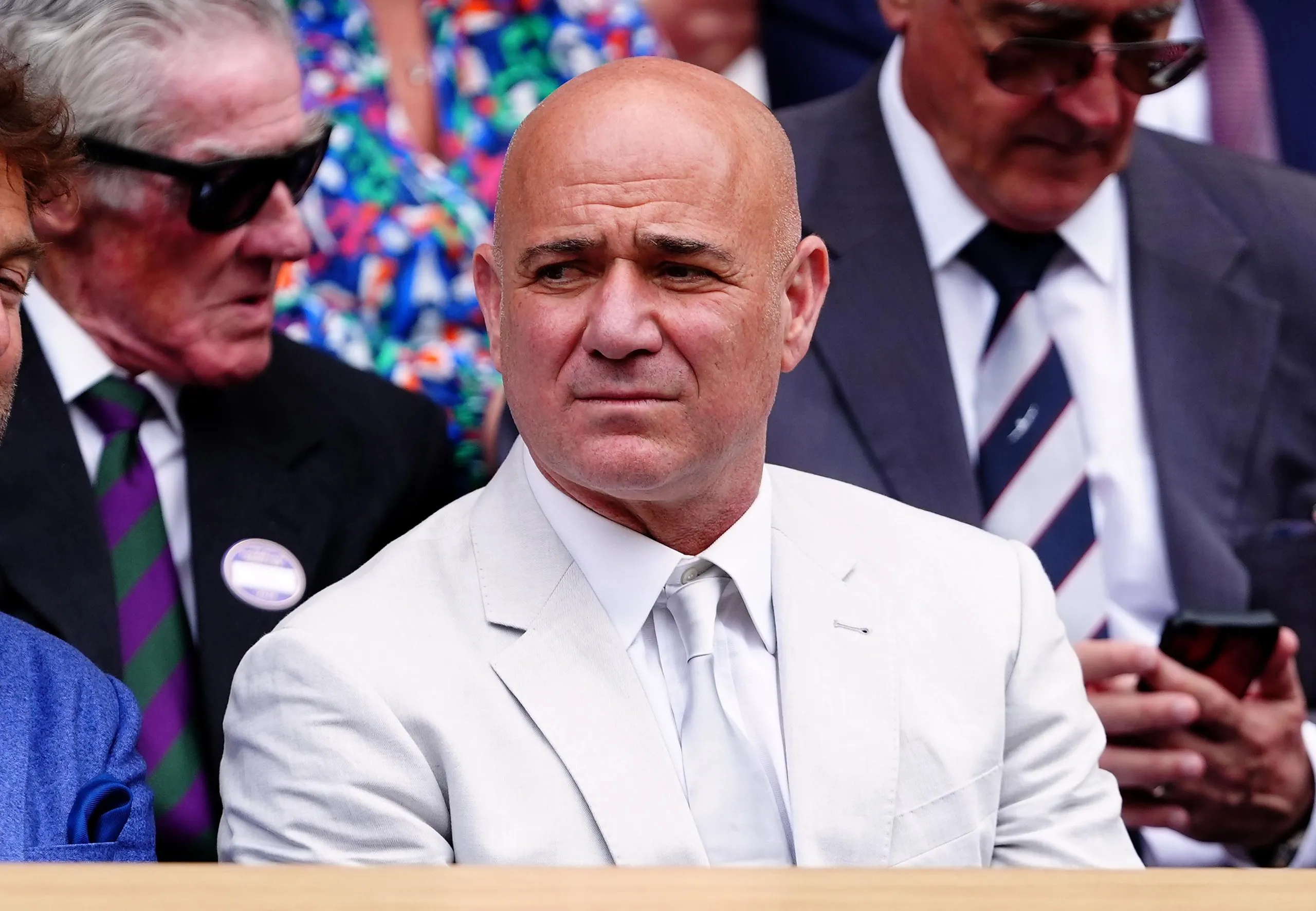 Andre Agassi in the royal box at the 2024 Wimbledon Championships.