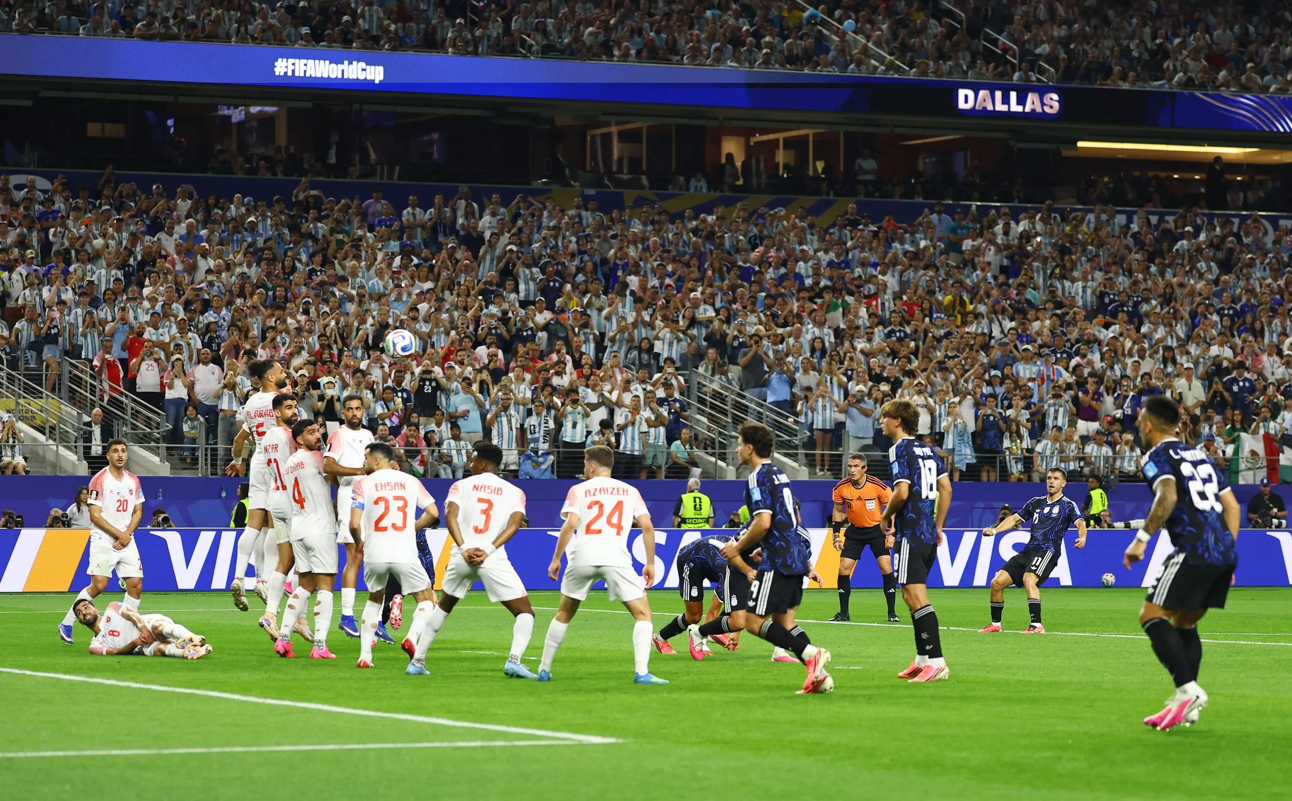 Giovani Lo Celso scores their first goal from a free kick