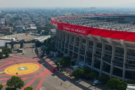 A general view of SoFi Stadium from the grass.