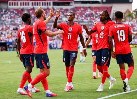 Harry Kane of England celebrates his goal against New Zealand