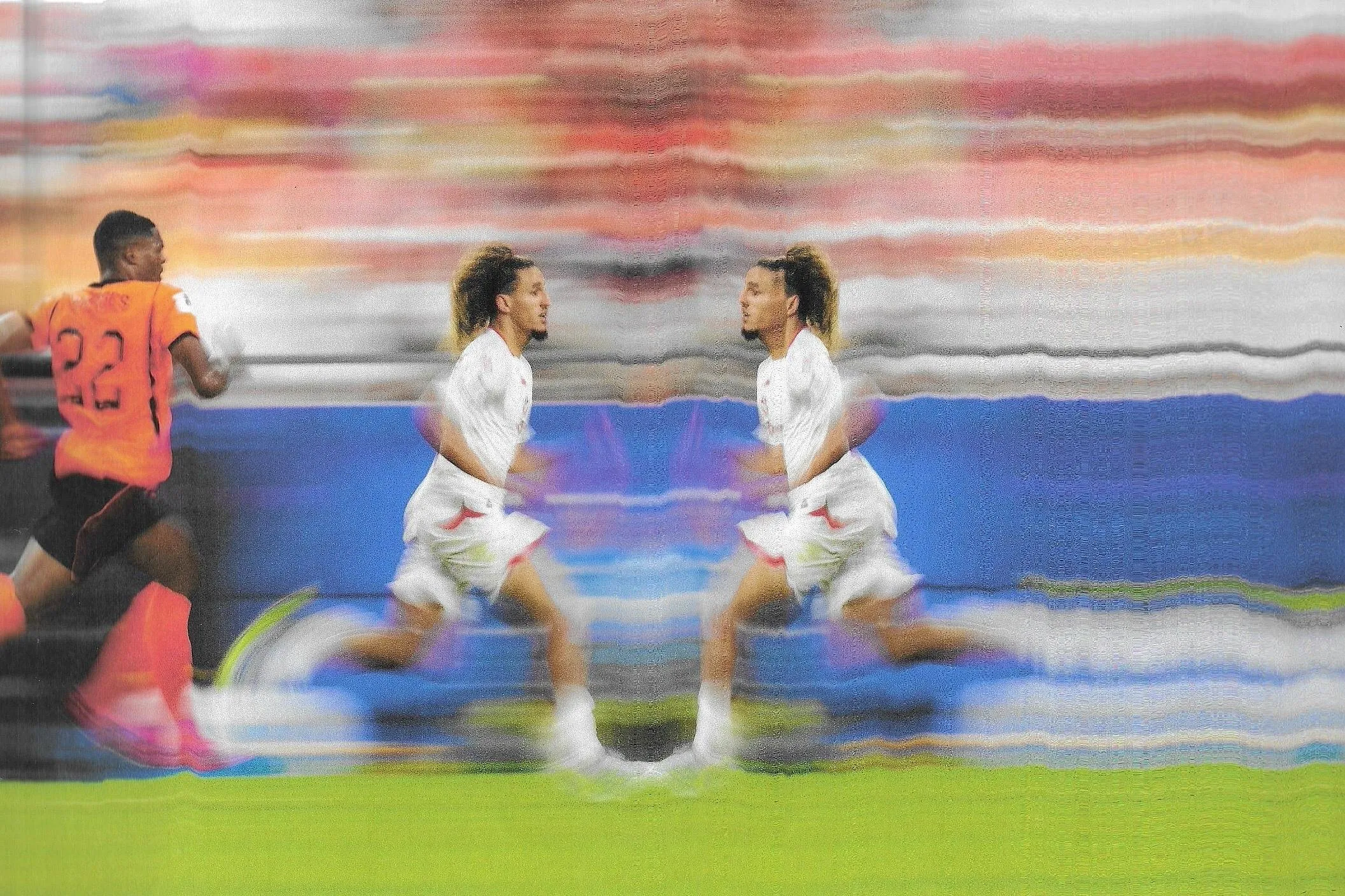 Hannibal Mejbri runs with the ball. Original photograph by Jay Biggerstaff.