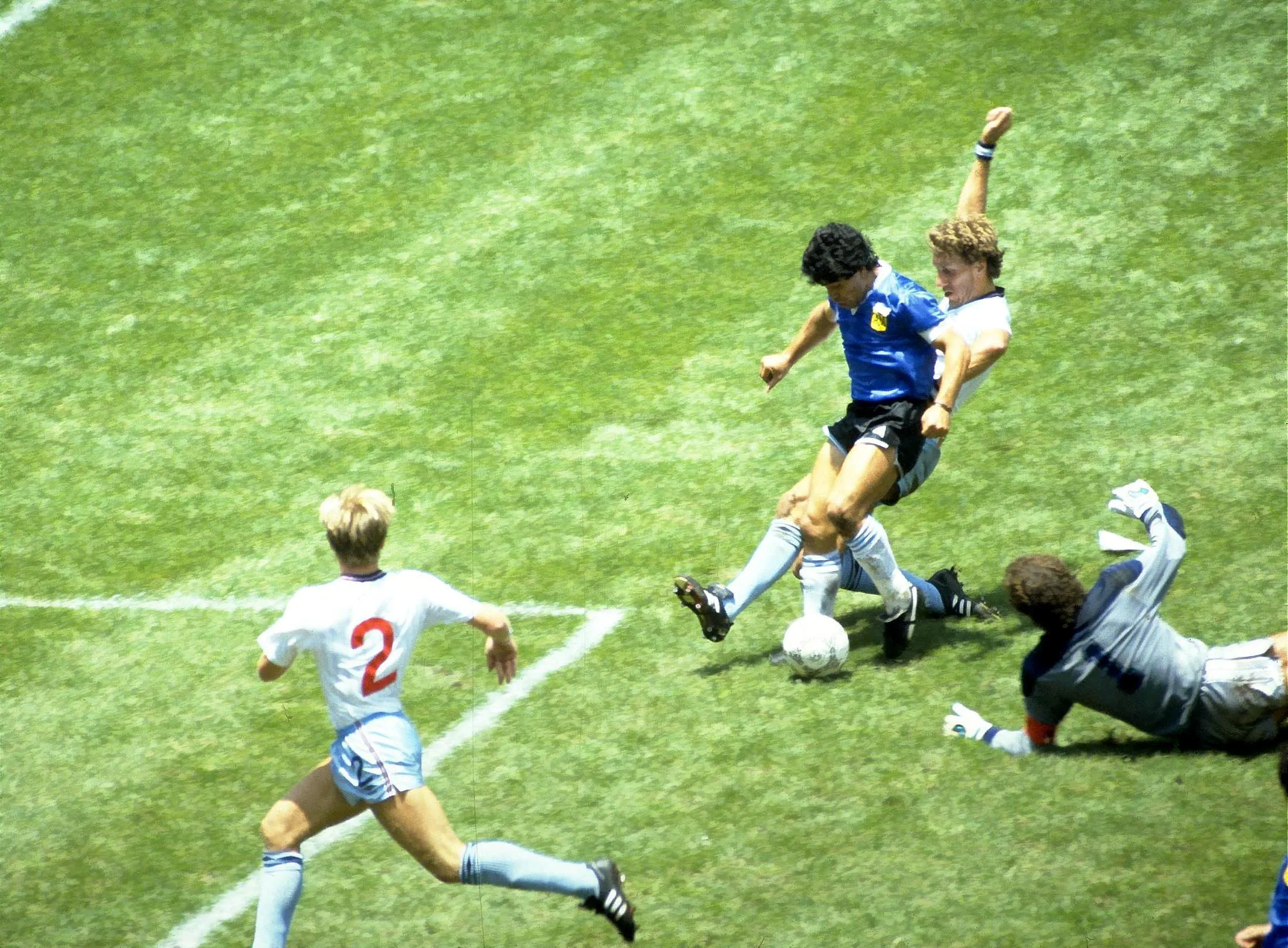 Diego Maradona scores for Argentina against England