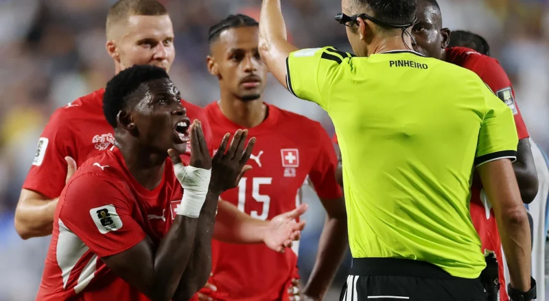 Switzerland hit out at VAR after ‘mistaken identity’ check ends in Breel Embolo red card