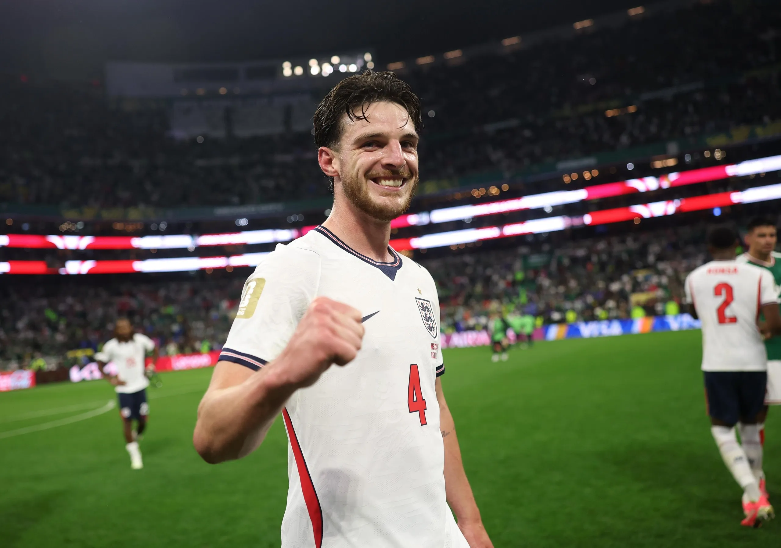Declan Rice celebrates England’s victory against Mexico