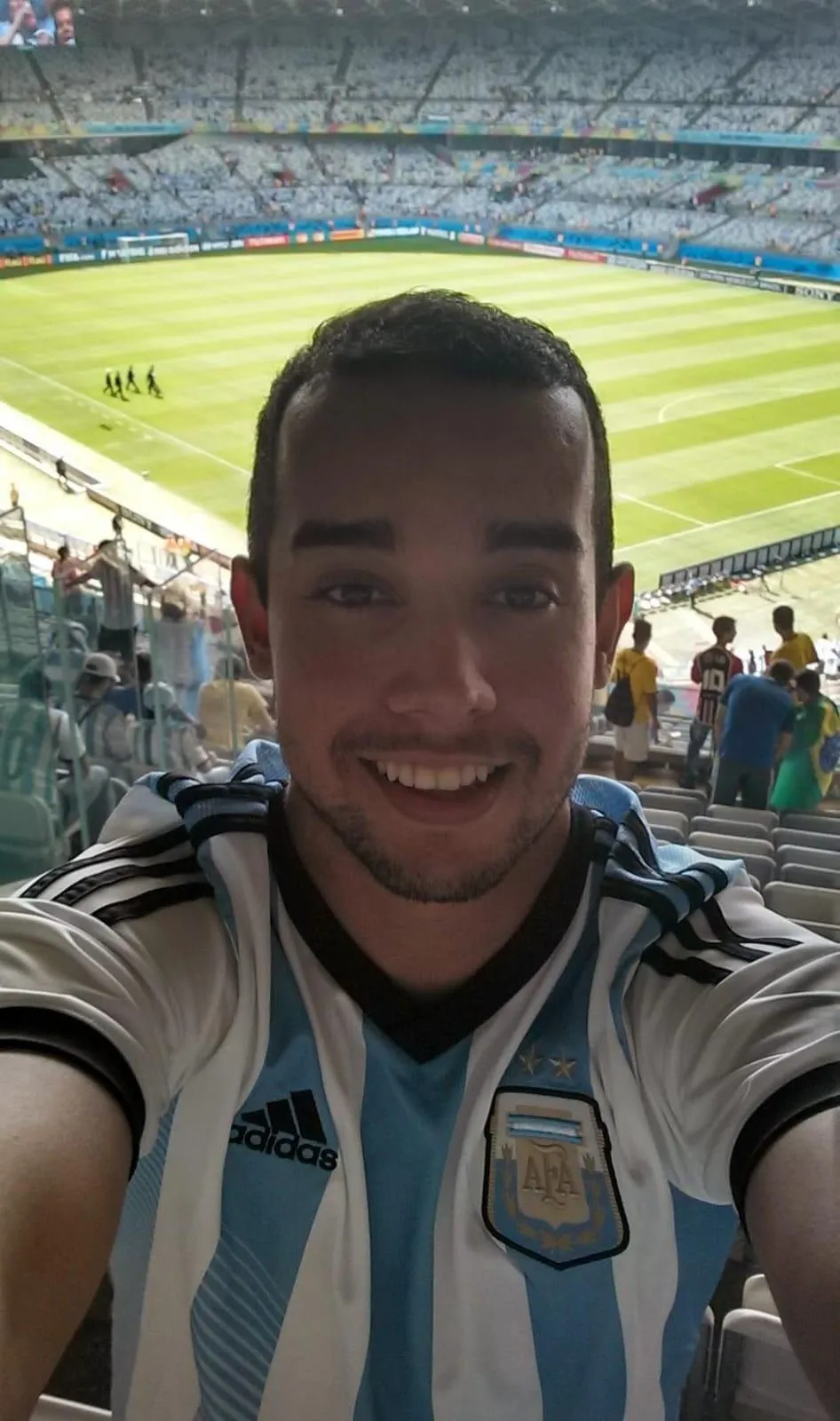 Selfie of a man in an Argentina shirt
